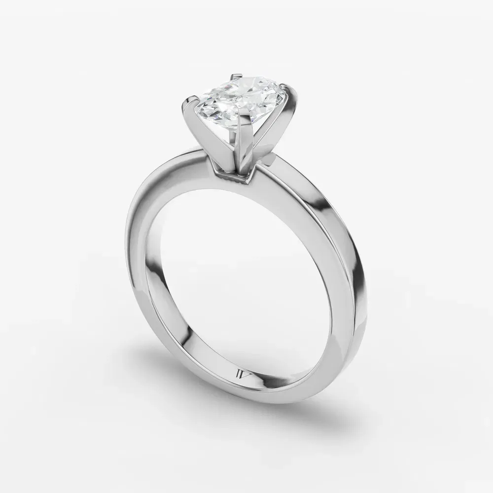 Certified 1 carat Lab Grown Diamond Oval Cut Solitaire, Classic, Simple Engagement Ring in 18K White Gold-Elun