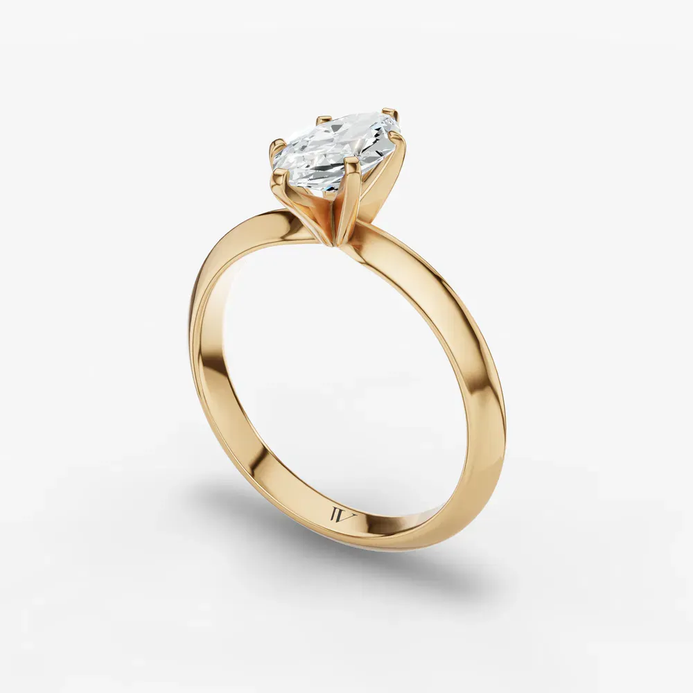 Certified 1 carat Lab Grown Diamond Marquise Cut Solitaire, Classic, Simple Engagement Ring in 14K Yellow Gold-Aurori