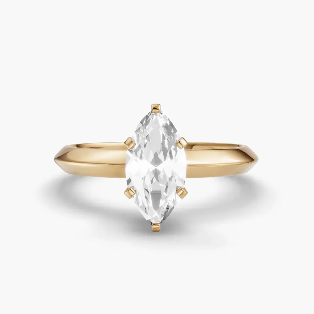 Certified 1 carat Lab Grown Diamond Marquise Cut Solitaire, Classic, Simple Engagement Ring in 14K Yellow Gold-Aurori