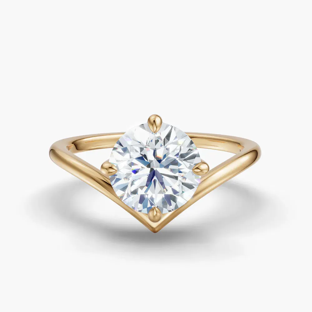 Certified 1 carat Lab Grown Diamond Round Cut Solitaire, Floating, Four Prong Engagement Ring in 14K Yellow Gold-Lira