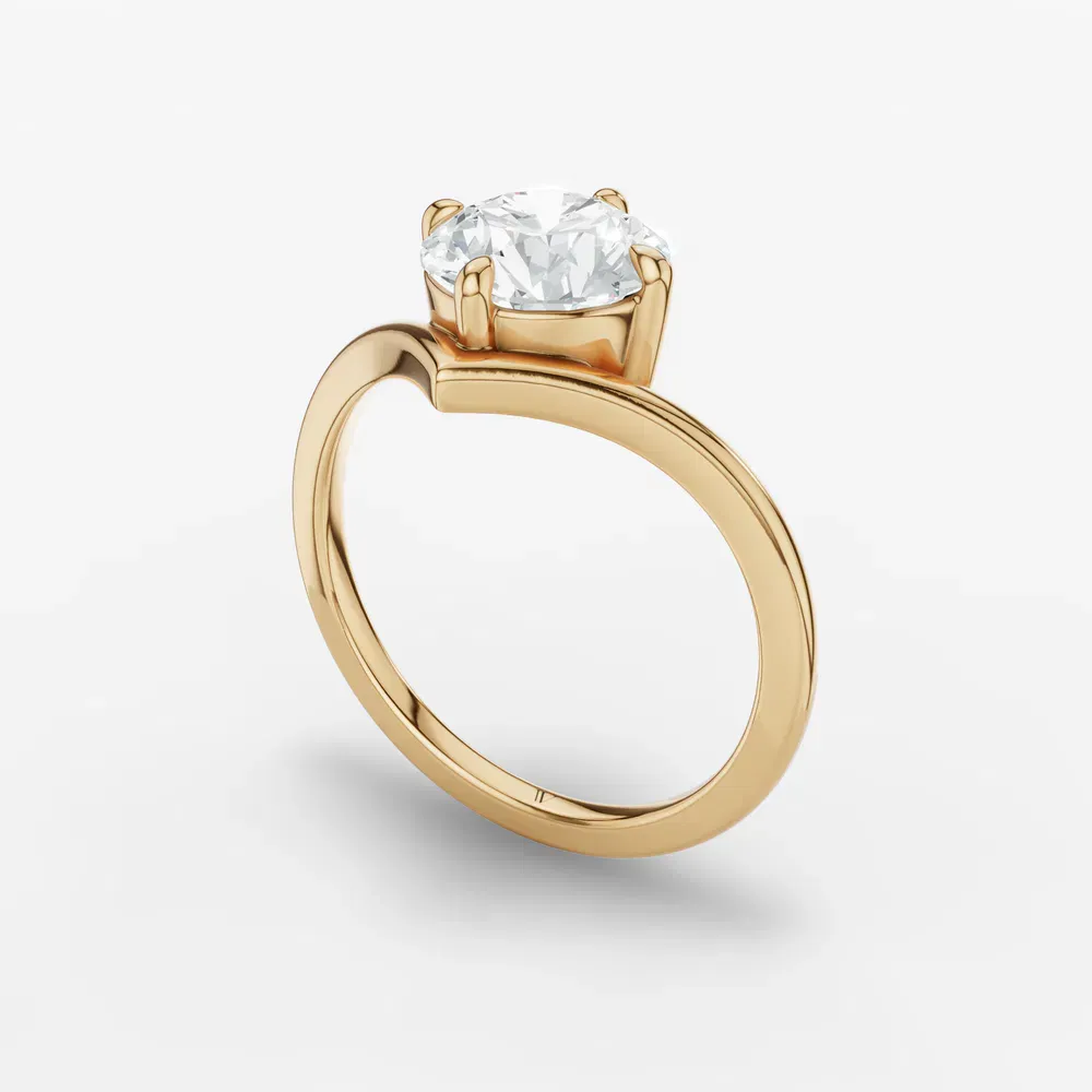 Certified 1 carat Lab Grown Diamond Round Cut Solitaire, Floating, Four Prong Engagement Ring in 14K Yellow Gold-Lira