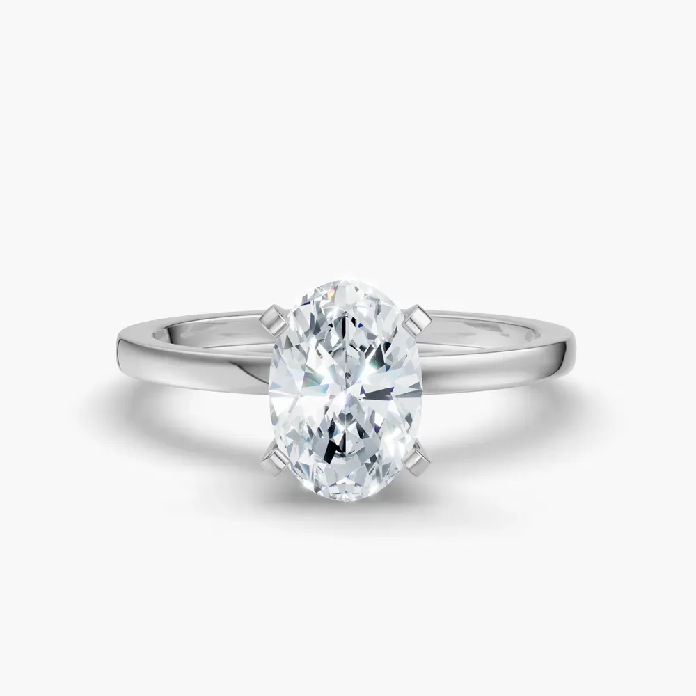 Certified 1 carat Lab Grown Diamond Oval Cut Solitaire, Classic, Simple Engagement Ring in 14K White Gold-Cara
